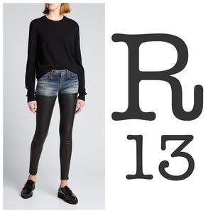 R13 Bedford Leather Chap Jeans